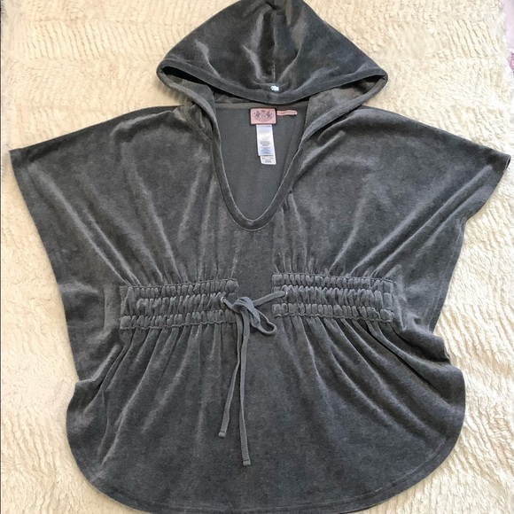 JUICY COUTURE Women’s Y2K Velour Gray Hoodie Poncho - Size: Small - Picture 3 of 7
